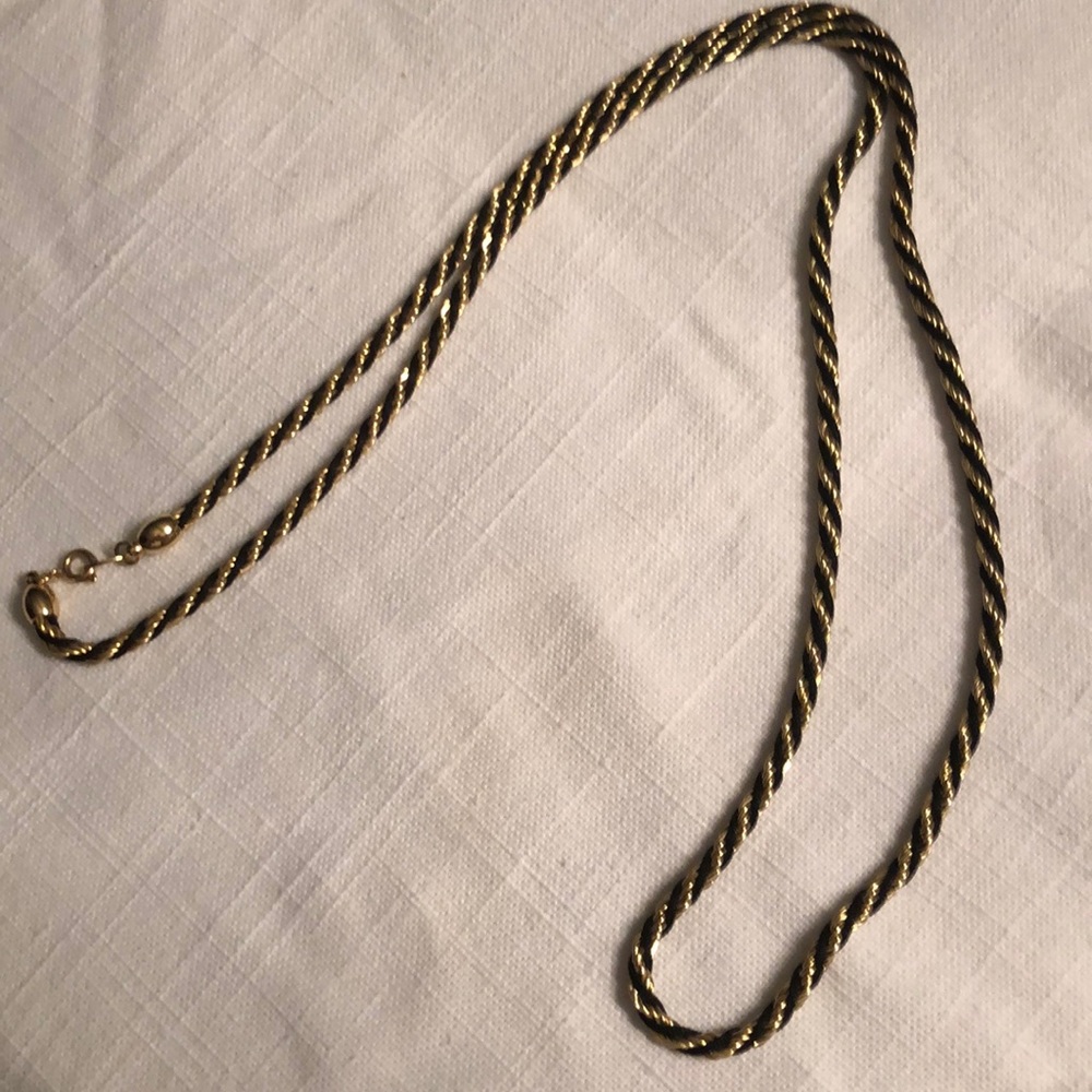 Trifari gold and black rope necklace